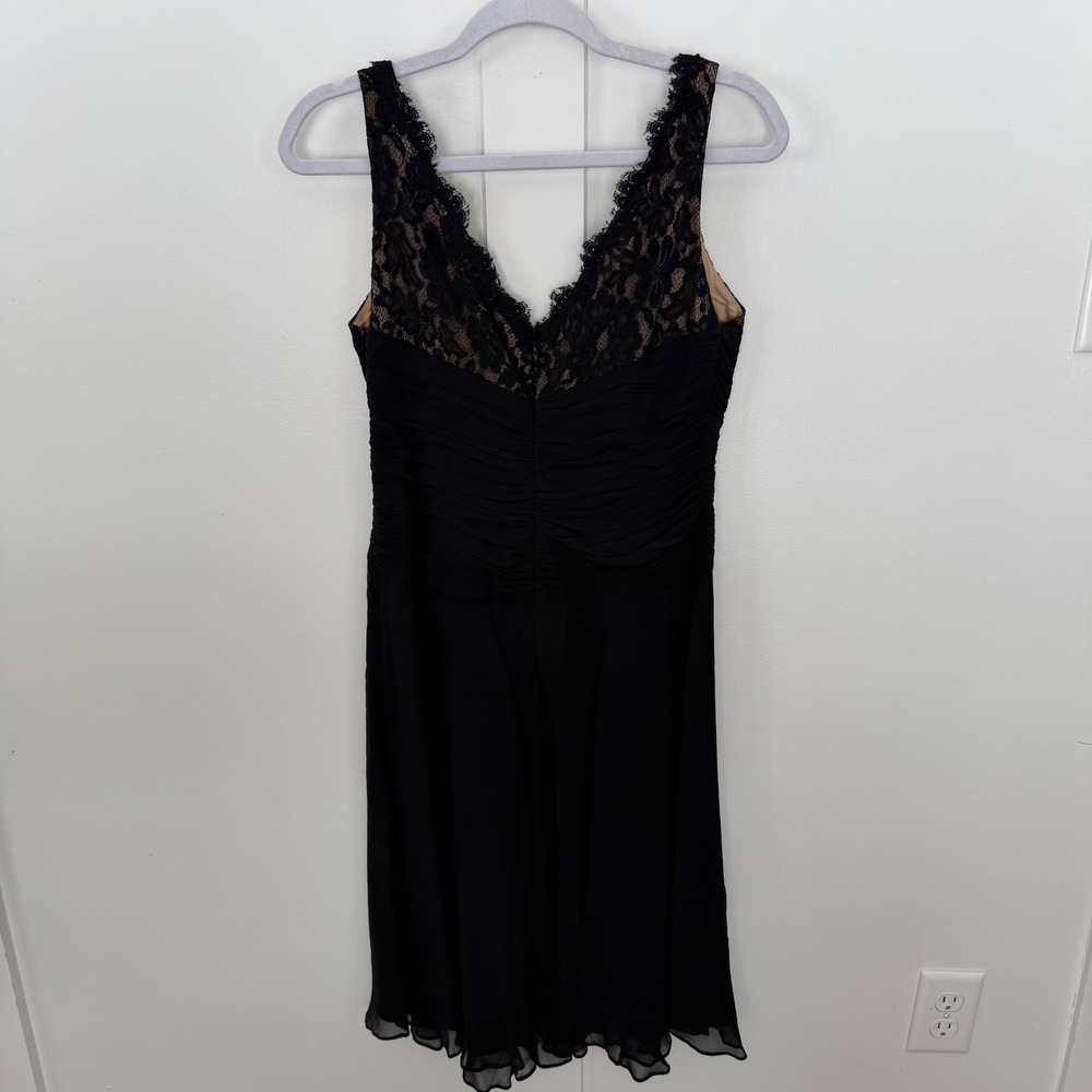 VTG Ann Klein Black Sleeveless Dress Lace Silk Cocktail Wedding Guest LBD Size 6 - Picture 7 of 12